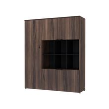 Armário Alto Com nichos E 05 Portas 161,5x135x42cm Wlan135 Nogal - Preto