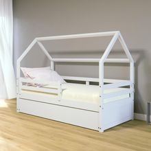 Bicama Casinha Solteiro Slim Rb Com Grade De Proteção Branco Housin