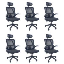 Kit 6 Cadeiras De Escritório Oficial Legacy Preto