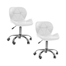 Kit 02 Cadeiras Giratórias Office Eiffel Slim Oficial Branco