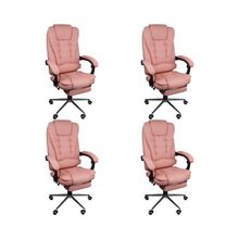 Kit 4 Cadeiras Presidente Ergonômica Apoio Para Pés Rosa