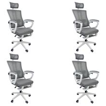 Kit 4 Cadeiras De Escritório Oficial Paris Cinza