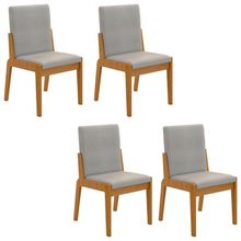 Conjunto De 4 Cadeiras Sinfonia Com Estofado Em Linho Naturale-cinza