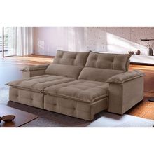 Sofá Retrátil E Reclinável 2,10m 3 Lugares Bege