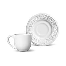 Conjunto com 6 Xícaras de Café com Pires Madeleine Branco 72ml
