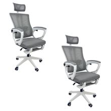 Kit 2 Cadeiras de Escritório Presidente Executiva Oficial Paris Cinza