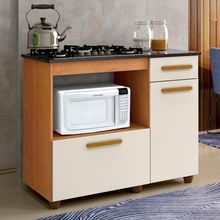 Balcão Para Cooktop 4 Bocas Com 2 Portas E 1 Gaveta Violeta Em Mdp Nature/off White