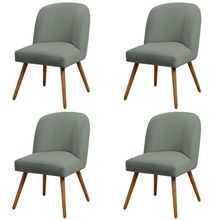 Kit 04 Cadeiras De Jantar Cléo Pés Palito Linho Verde - Nexta Casa