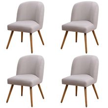 Kit 04 Cadeiras De Jantar Cléo Pés Palito Linho Cru - Nexta Casa