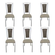 Kit 6 Cadeiras Branca Cozinha Aço Tubolar Confortável Jantar