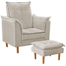 Poltrona De Amamentação Loana Com Puff Suede bege