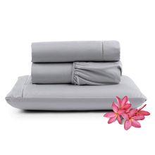 Jogo Cama Lençol Unique Solteiro 400 Fios Ponto Palito 3 Peças - Cinza