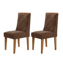 Conjunto 2 Cadeiras MDF Isadora Veludo Marrom/Naturalle