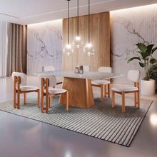 Conjunto 6 Lugares Mesa E Cadeiras Mesa E Cadeiras Orgânicas Cinamomo-linho Cinza