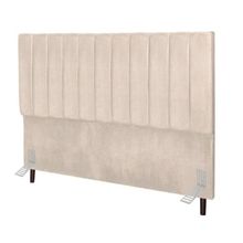 Cabeceira Cama Box Casal 140 Cm Carla Suede Bege E Frame