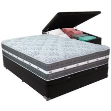 Cama Box Baú Preto E Colchão Black Graphite Molas Ensacadas Casal Anjos