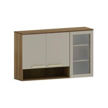 Armário Aéreo 120cm 3 Portas Com Vidro Canelado Com Nicho