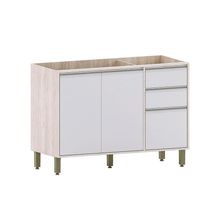 Balcão De Pia Sem Tampo Para Cozinha 120cm 2 Portas/3 Gaveta