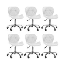 Kit 6 Cadeiras Office Eiffel Slim Ajustável Oficial Branco
