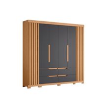 Guarda Roupa Doble Casal Quarto Com 6 Portas E 4 Gavetas Freijo-titanium
