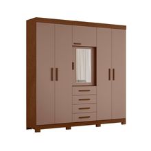Guarda Roupa Virtus Casal Quarto Com 6 Portas E 4 Gavetas Nogueira-cappuccino
