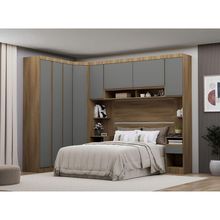 Guarda Roupa Casal Modulado De Canto 8 Portas E 4 Gavetas Avelã Pf-cinza Supremo Pf