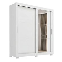 Guarda Roupas Casal Com Espelho 2 Portas De Correr 4 Gavetas Siena Branco