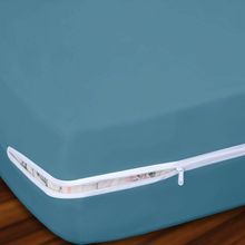 Capa De Colchão Solteiro Anjos E Sonhos 1 Peça 100% Algodão - Azul