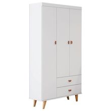 Guarda Roupa Infantil Retrô Duda 3 Portas Branco Acetinado Bétula - Carolina