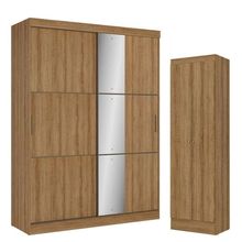 Guarda Roupa Casal Comfort Glass 2 Portas Almendra Acetinado E Multiuso Space Almendra - Thb