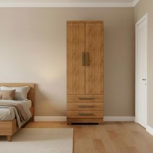 Guarda Roupa Solteiro 2 Portas 3 Gavetas Com Cabideiro Cedro Cedro