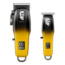 Kit Máquina De Corte E Acabamento Profissional Recarregável Bivolt 6500rpm Com 7 Pentes E Led