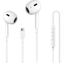 Fone Com Fio Usb-c Branco Microfone Cancelamento De Ruído - áudio Cristalino E Graves Profundos