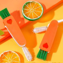 Escova De Limpeza Multiuso Para Teclado Cantos Frisos Notebooks 3 Em 1 Laranja