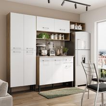 Cozinha Compacta Arizona Glam Carvalho Com Branco Carraro