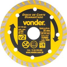 Disco De Corte V2 110 X 20mm Para Construção - Vonder