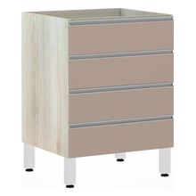 Balcão Sem Tampo Gaveteiro 60cm Lis Legno Crem e Connect