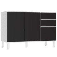 Balcão De Pia Sem Tampo 120cm 3 Portas E 2 Gavetas Dora Luci Branco/preto