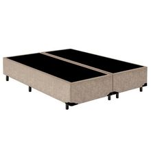 Cama Box Queen Bipartido Suede Mega Cama Bege 158x198x42cm