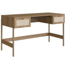 Escrivaninha Retangular Oslo Moderno 2 Gavetas MDF 139CM Amadeirado Hanover