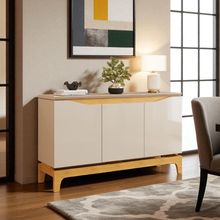 Buffet Aparador Joile Clássico Contemporâneo 3 Portas MDF MDP 136CM Off White