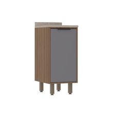 Balcão Cozinha 40cm 1 Porta Tampo Aspen Vanilla Cinza Puro