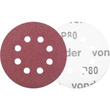 Disco De Lixa Com Costado Em Pluma 125 Mm, Grão 80, Com 8 Furos, Embalagem Com 10 Peças, Vonder Ostenvonder