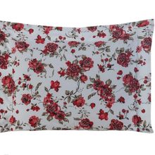 Porta Travesseiro Decorativo Craft Estampado 1 Peça Percal 200 Fios 100% Algodão - Estampa Rosas Vermelha