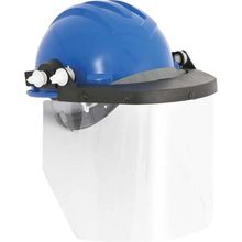 Capacete Azul Com Aba Frontal E Protetor Facial, Ledan