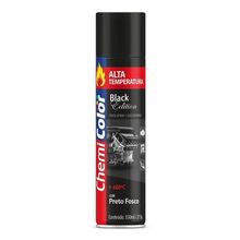 Tinta Spray 350ml Alta Temperatura Interno E Externo Secagem Rápida - Chemicolor Cor Preto Fosco