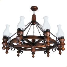 Lustre Muller Roda Carroça 9 Lâmpadas Envelhecido 909e