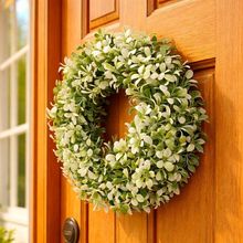 Guirlanda Artificial Coroa De Flores Enfeite Decorativo 25cm Branco