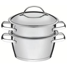 Cuscuzeira Tramontina Allegra Em Aço Inox Com Fundo Triplo 2 Peças 2 L 65650050