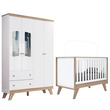 Jogo Quarto Infantil Confete Com Guarda Roupa E Berço Branco-jequitibá Móveis Henn Branco-jequitibá